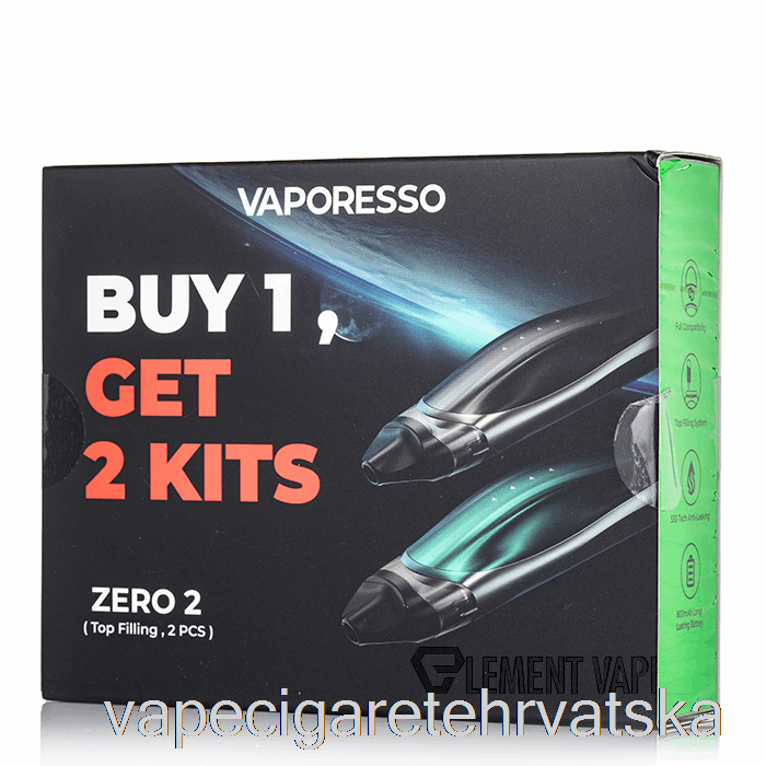 Vape Cigarete Vaporesso Zero 2 Pod Sustav 2-pack Promocija Crna + Crno Zelena